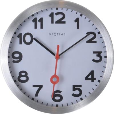 NeXtime NE-3999AR Wandklok Dia. 35 Cm, Geborsteld Aluminium, 'Station'