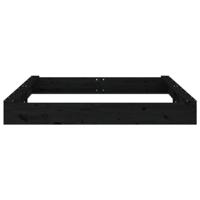 VidaXL Zandbak met bankjes vierkant massief grenenhout zwart - thumbnail