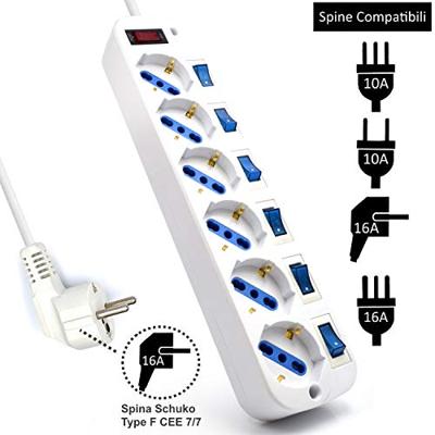 Stopcontactenstrip 6 Tomas met Interruptor Ewent EW3932-5M 3500W