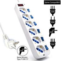 Stopcontactenstrip 6 Tomas met Interruptor Ewent EW3932-5M 3500W - thumbnail