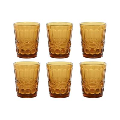 Glazenset Home ESPRIT Amber Kristal Met reliëf 240 ml (6 Stuks)