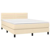 Boxspring met matras stof crèmekleurig 160x200 cm - thumbnail