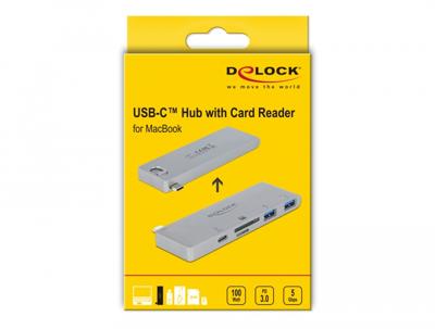 DeLOCK 64078 interface hub USB 3.2 Gen 1 (3.1 Gen 1) Type-C 5000 Mbit/s Grijs