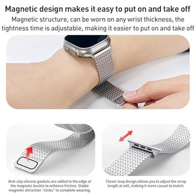 By Qubix - Stainless Steel Loop band - Titanium kleur - Extra strong - Compatible met Apple Watch 38mm / 40mm / 41mm / 42mm - Compatible Apple watch