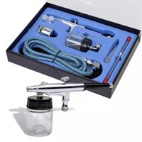 VidaXL Airbrush set met glazen beker 0,2 / 0,3 / 0,5 mm mondstukken - thumbnail