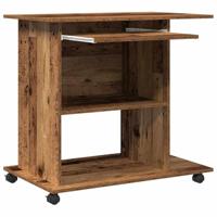 Computerbureau 80x50x75 cm bewerkt hout oud houtkleurig - thumbnail