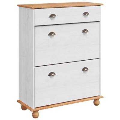 Schoenenkast ASKIM Wit 85 x 35 x 108 cm Massief grenenhout