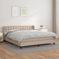 Boxspring met matras kunstleer cappuccinokleurig 160x200 cm - thumbnail