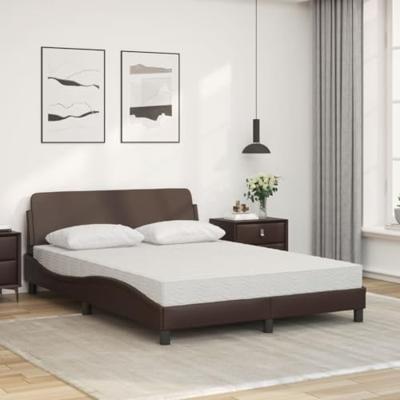 Bed met matras "Dover" kunstleer bruin 140x190 cm