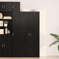 Highboard Zwart Eiken 40x42.5x185 cm Bewerkt Hout - thumbnail