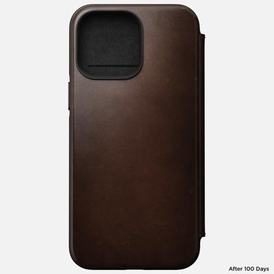 Nomad Modern Horween leather folio iPhone 14 Pro Max - Rustic Brown
