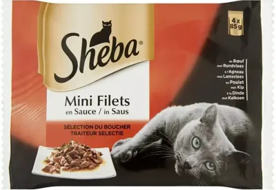 Sheba Mini Filets Traiteur Selectie in saus natvoer kat (zakjes 85 g) 8 x 85 g