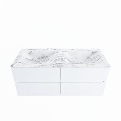 MONDIAZ VICA-DLUX 120cm badmeubel onderkast Talc 4 lades. Inbouw wastafel CLOUD dubbel zonder kraangat, kleur Glace.