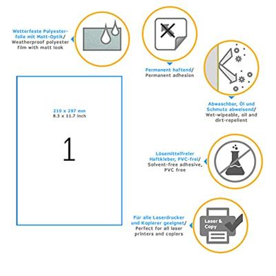 Herma 4375 210 x 297 mm Polyester folie Transparant 25 stuk(s) Permanent hechtend Folie-etiketten Herma 4375 210 x 297 mm Polyester folie Transparant 25 stuk(s) Permanent hechtend Folie-etiketten