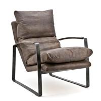 Eleonora Leren Fauteuil 'Lex' kleur donkerbruin leder - thumbnail