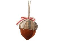 Kersthanger eikel foam met jutte 10 cm bruin - thumbnail