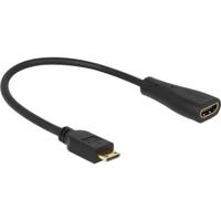 Delock 65650 HDMI-kabel HDMI Aansluitkabel HDMI-mini-C-stekker, HDMI-A-bus 0.23 m Zwart Vergulde steekcontacten - thumbnail