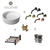 Salenzi Waskomset Hide Circle 40x12 cm Mat Wit - thumbnail