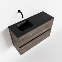 MONDIAZ ADA 80cm toiletmeubel dark brown. LEX wastafel urban links zonder kraangat - thumbnail