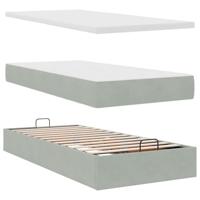 Ottoman bed met matras 90x190cm fluweel lichtgrijs - thumbnail