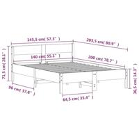 Bedframe met hoofdbord massief grenenhout wit 140x200 cm - thumbnail