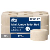 Toiletpapier Tork T2 Advanced jumbo klein 2-laags 170m naturel 120377 - thumbnail