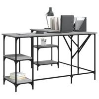 Bureau 139x139x75 cm bewerkt hout grijs sonoma eikenkleurig - thumbnail
