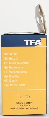 TFA Dostmann 60.1013.01 Wekker Kwarts Zwart Alarmtijden 1 Fluorescerende Wijzers
