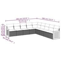 9-delige Loungeset met kussens poly rattan beige - thumbnail