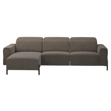 Hoekbank Dave links - elektrisch verstelbaar - stof Billy Joe - grijs - Leen Bakker