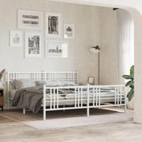 Bedframe met hoofd- en voeteneinde metaal wit 200x200 cm - thumbnail
