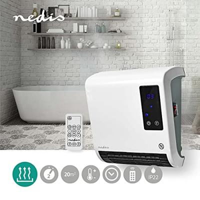 Nedis HTBA20WT Badkamer Verwarming 2000W Instelbare Thermostaat Afstandsbediening Wit