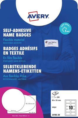 AVERY zelfklevende badge ft 80 x 50 mm, doos van 200 stuks, wit