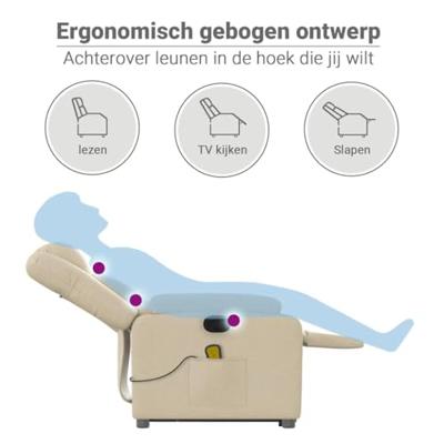 Sta-op-massagestoel verstelbaar stof crèmekleurig