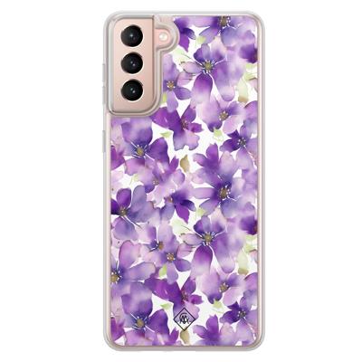 Samsung Galaxy S21 Plus hybride hoesje - Floral violet Samsung Galaxy S21 Plus hybride hoesje - Floral violet
