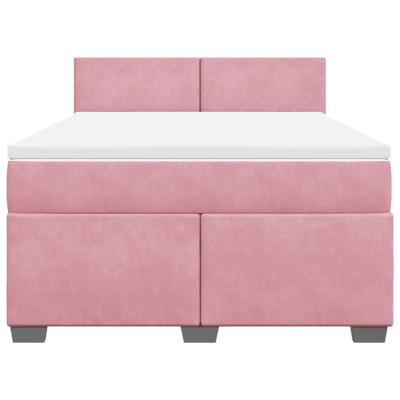 Boxspring met matras fluweel roze 160x200 cm