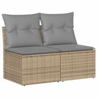 2-delige Loungeset met kussens poly rattan acacia beige - thumbnail