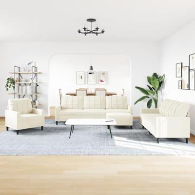 4-delige Loungeset met kussens fluweel crèmekleurig