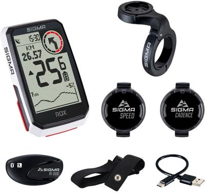 Sigma fietscomputer rox 4.0 gps hr cad top mount set zwart