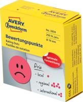 Avery rating dots, diameter 19 mm, rol met 250 stuks, smiley, rood - thumbnail