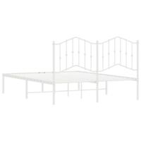 Bedframe met hoofdbord metaal wit 135x190 cm - thumbnail