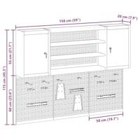 VidaXL Gereedschapskast set met plank 4 pcs zwart gepoedercoat staal - thumbnail