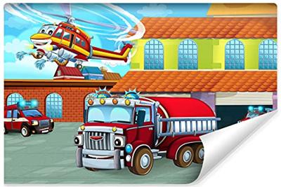 Fotobehang - Brandweer brigade, kinderkamer, premium print, inclusief behanglijm - thumbnail