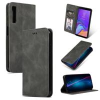 Retro huid voelen Business magnetische horizontale Flip lederen case voor Samsung Galaxy A7 2018 (donkergrijs) - thumbnail