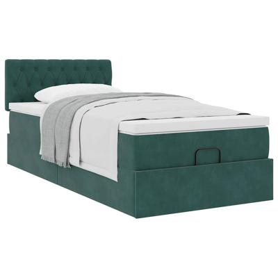 Ottoman bed met matras 100x200 cm fluweel donkergroen