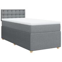 Boxspring met matras stof lichtgrijs 90x190 cm - thumbnail