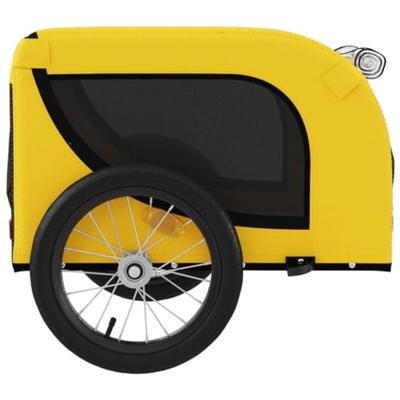 Hondenfietstrailer oxford stof en ijzer geel en zwart - thumbnail