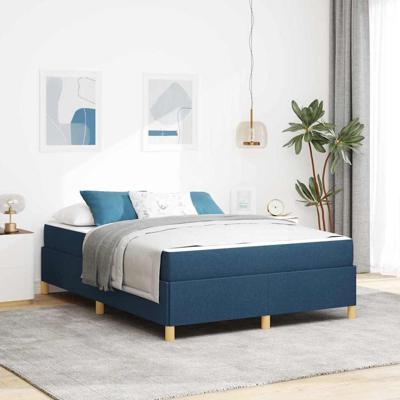 Boxspring bed met matras Blauw en Wit 160 x 200 cm Stof