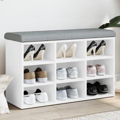 Schoenenbank Wit 82x32x50 cm Bewerkt Hout