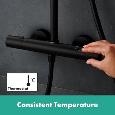 Hansgrohe Pulsify S Puro Showerpipe 260 1jet met thermostaat, mat zwart